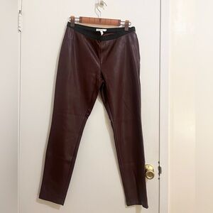 Avec Les Filles | Faux Leather Chocolate Brown Elastic Waist Pants | size M